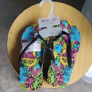 Total Girl Multicolor Pattern Flip Flops